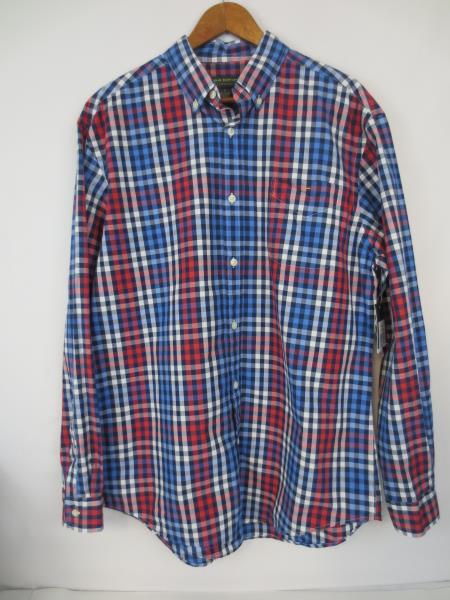 John Bartlett Consensus Red White Blue Men's Plaid Cotton Shirt | M