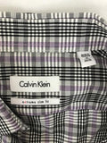 Calvin Klein Men's Extreme Slim Fit Shirt Plaid Purple Black White | Size 15 34/35