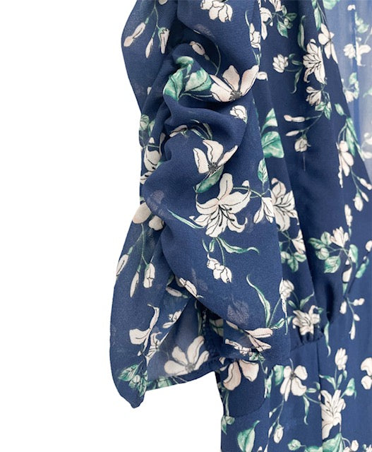 All in Favor Navy Sheer Floral Dress Size Medium