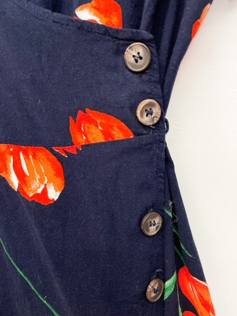 All In Favor Navy Tulip Wrap Dress Size Medium