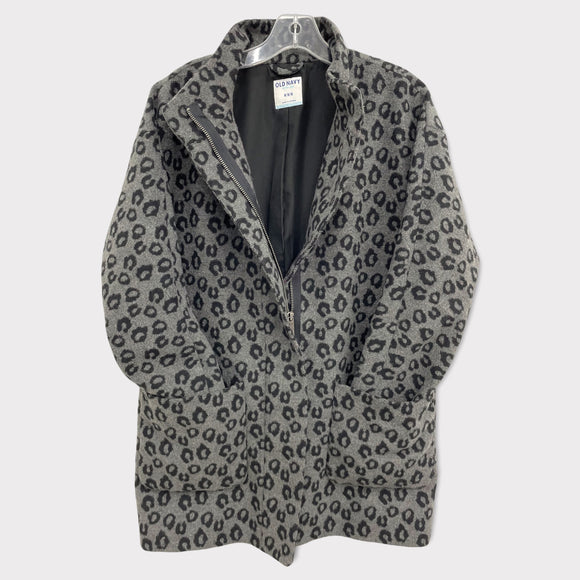 Old Navy Gray Tone Leopard Coat Medium