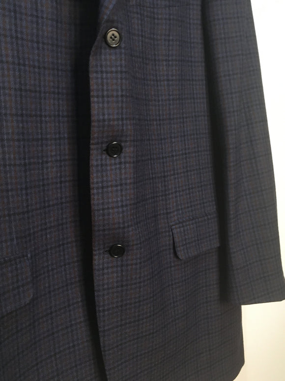 Canali Men's Deep Navy Fine Plaid Sport Coat Blazer | Size M
