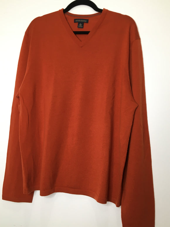 Banana Republic Rust Orange Men's 100% Merino Sweater  |  XL