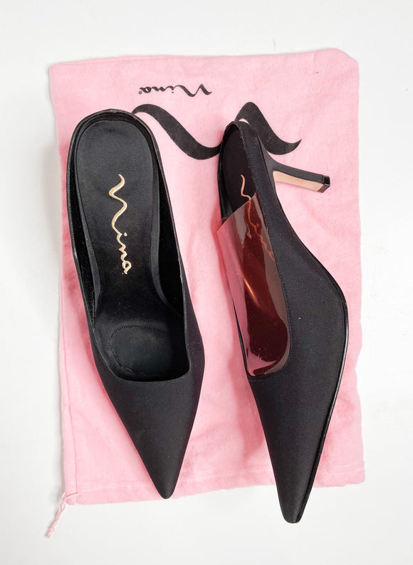 Nina Black Slip-on Heels | Size 10M