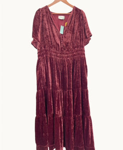 New Wine Velvet Dress by Anthropologie Plus Size 1X
