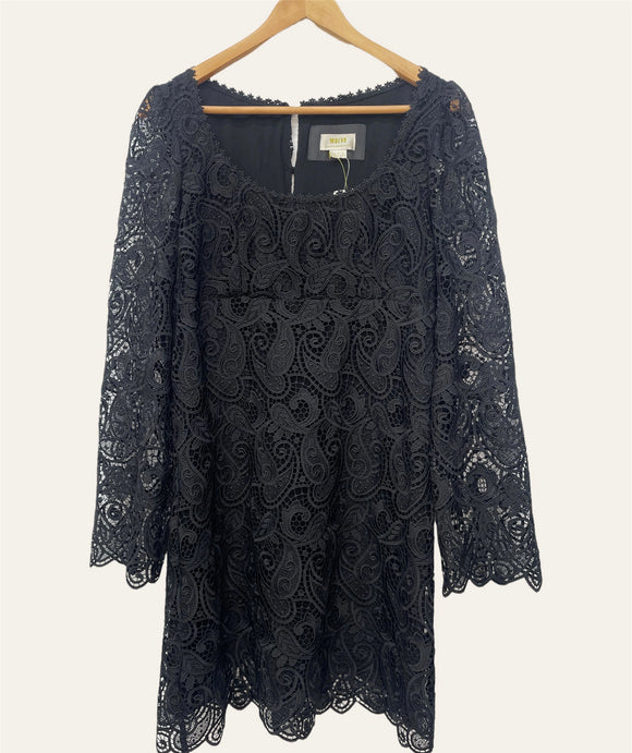 Maeve by Anthropologie Black Eyelet Dress New With Tag Size 12