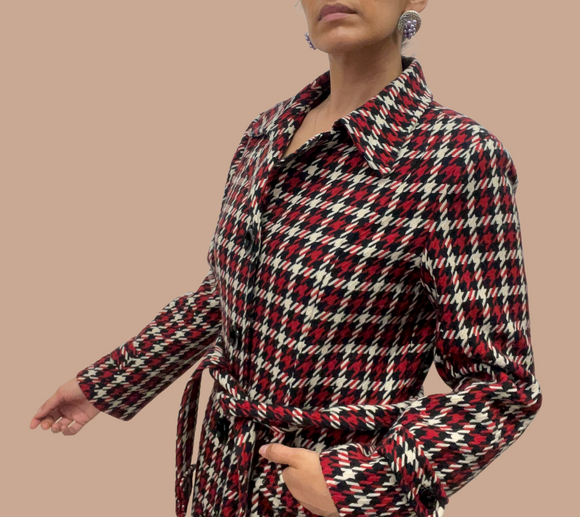 Vintage Vesti Mod Coat Plaid Herringbone Jacket Size 12