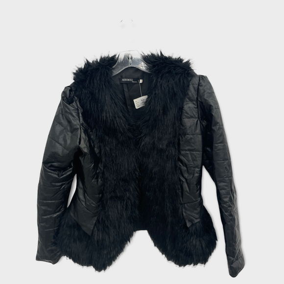 AeroMiss Chic Black Coat Size Medium