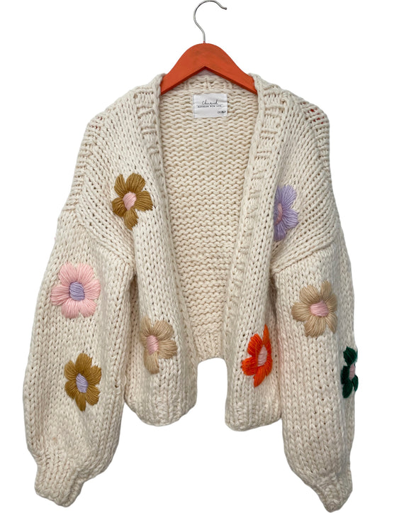Chicwish Super Chunky Knit Handmade With Love Floral Cardigan