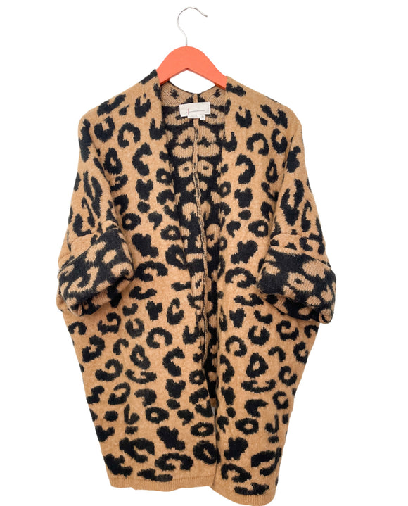 Anthropologie Leopard Soft Cardigan Sweater One Size